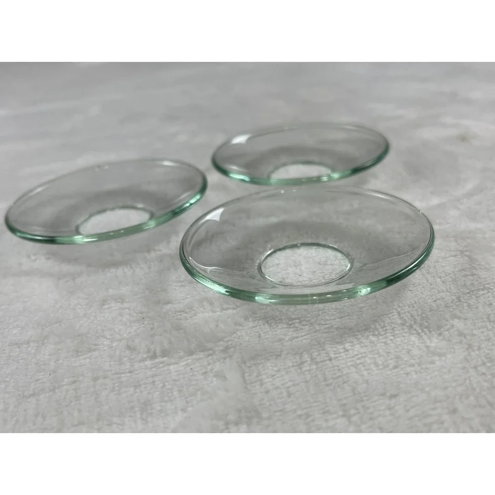 Set of 3 Clear Glass Bobeches Taper Candle Wax Drip Protectors 2.75 Inch